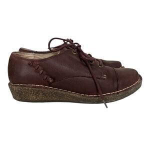 Aertrex Leather Women's Oxfords Lace-Up Shoes Cork Sole Comfort Burgundy Size 10